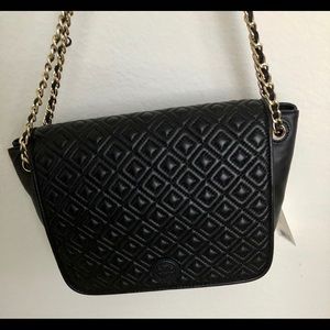 NWT Tory Burch Marion Quilted Shoulder Bag, Black